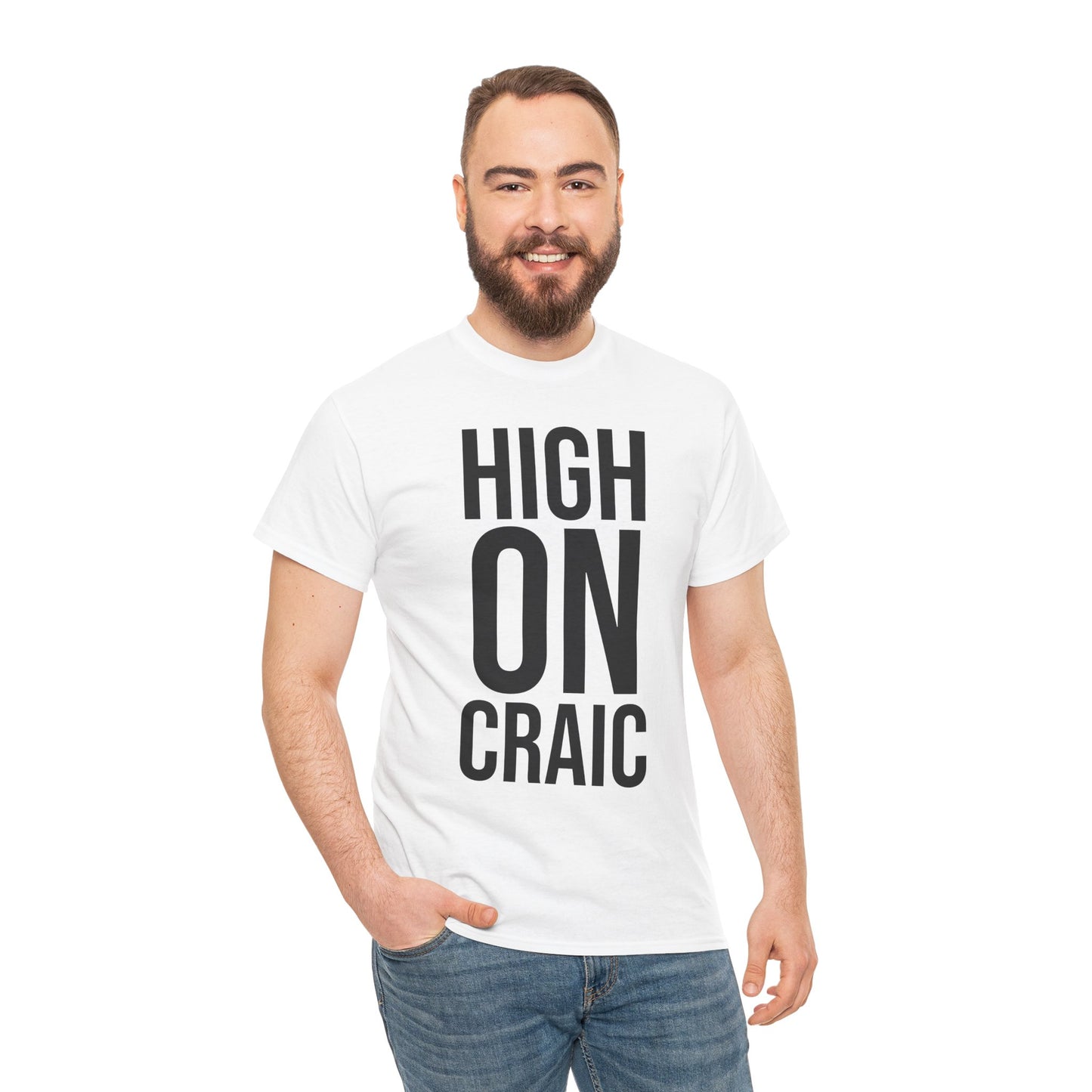 High on Craic Unisex Heavy Cotton Tee, Trendy Graphic Tee, Funny T-Shirt, Casual Wear, Gift for Friends, Summer Style