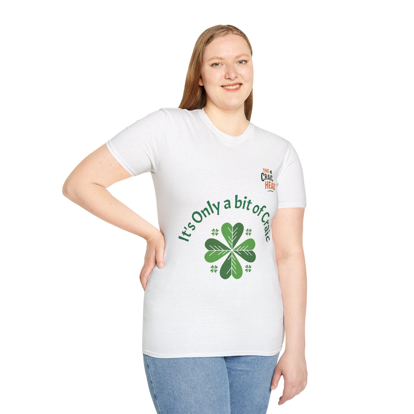 St. Patrick's Day Humor T-Shirt, Unisex Softstyle Tee, Irish Craic Shirt, Casual Green Shirt, Gift for Irish Heritage